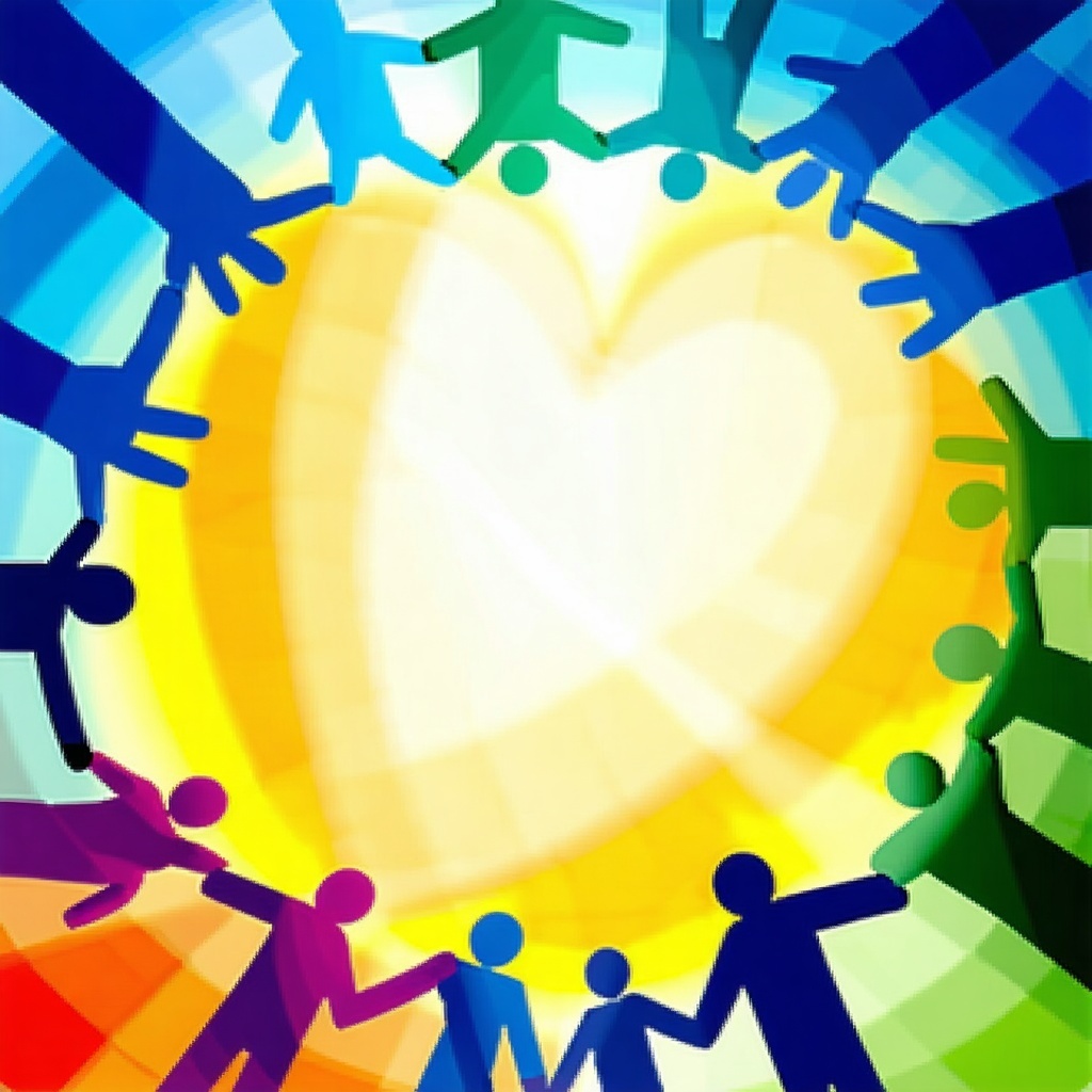 Design an icon that visually represents the essence of community by incorporating elements such as diverse human figures standing together in a circle symbolizing unity and support Use vibrant colors to reflect inclusivity and connection and consider-1